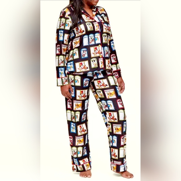 Disney Mickey Minnie Limited Edition Cartoon Fleece Pajama Set Women's XL - Picture 5 of 16